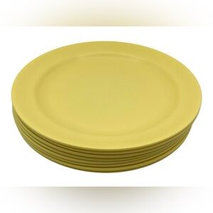 8 Mid Century Modern Mallo-Ware Buttercup Yellow 9 1/2” Dinner Plates Melmamine